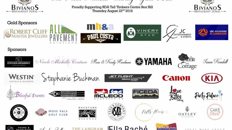 The Hills Annual Charity Gala Ball 2018 Sponsors